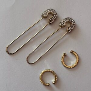 Elegant Gold with Rhinestones Earring/Earcuff Set